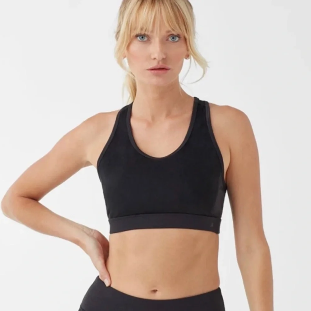 Splendid Black Faux Suede Racerback Sports Bra NEW